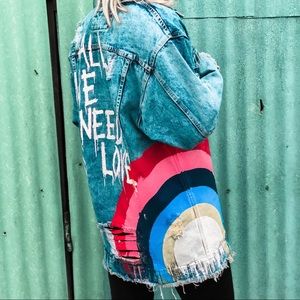 All We Need is Love Painted Denim Jacket